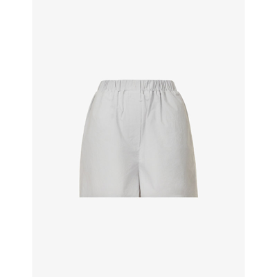 Shop The Frankie Shop Lui High-rise Organic-cotton Shorts In Ice Grey