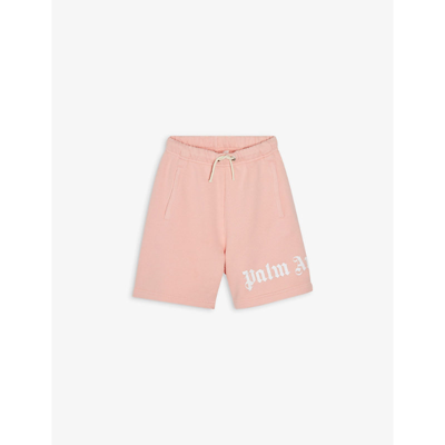 Shop Palm Angels Brand-print Relaxed-fit Cotton Shorts 4-10 Years In Pink