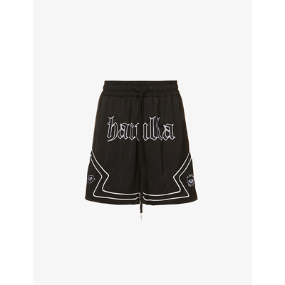Shop Haculla Gothic Brand-print Crepe Shorts In Black