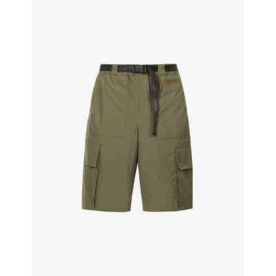 Shop Off-white Regular-fit Utility Shell Shorts In Army Green Dark Grey