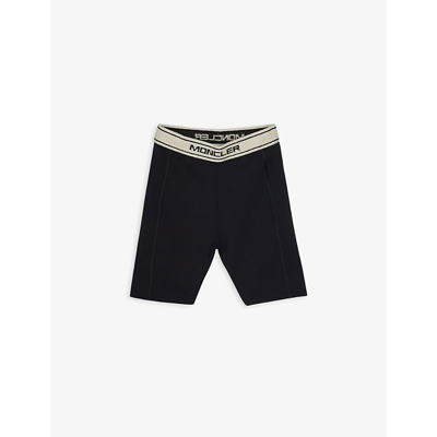 Shop Moncler Logo-waistband Shell Cycling Shorts 8-14 Years In Black
