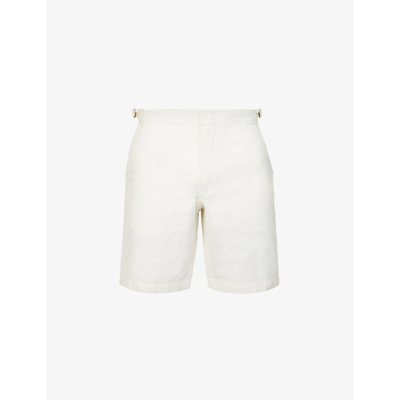 Shop Orlebar Brown Mens White Sand Norwich Regular-fit Linen Shorts 32