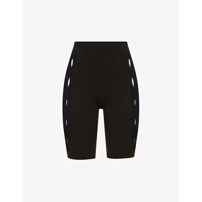 Shop Dion Lee Cut-out Mid-rise Knit Biker Shorts In Black Navy