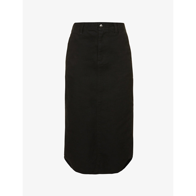 Shop Wardrobe.nyc X Carhartt Curved-hem Organic Denim Midi Skirt In Black