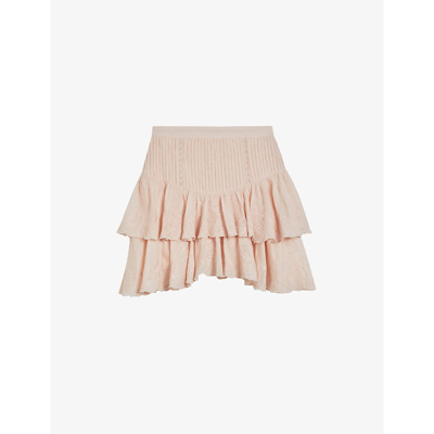Shop Ted Baker Alegria Tiered Woven Mini Skirt In Lt-pink