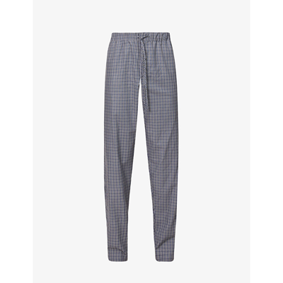 Shop Hanro Night & Day Relaxed-fit Straight Cotton-poplin Trousers In Grey Check