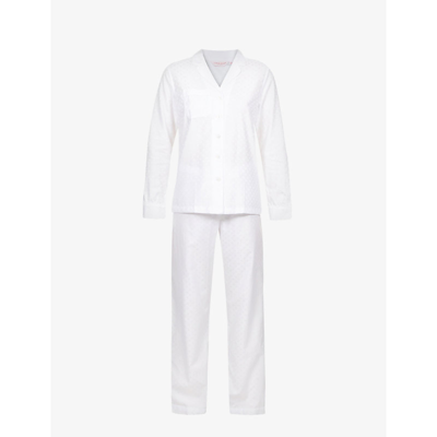 Shop Derek Rose Women's White Kate Polka Dot-pattern Cotton Pyjama Set