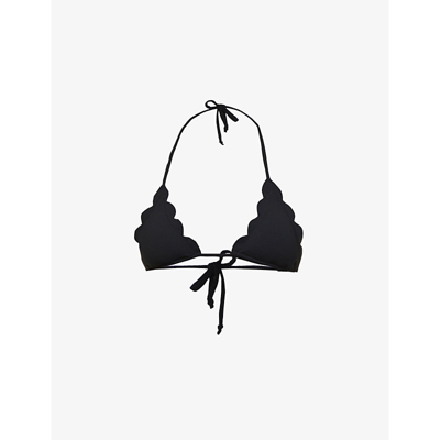 Shop Marysia Women's Black Broadway Scallop-edged Bikini Top