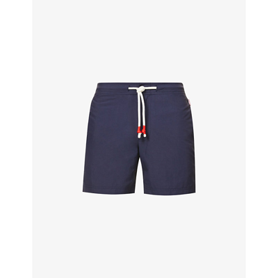 Shop Orlebar Brown Standard Bonded-stripe Woven Swim Shorts In Navy