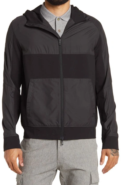 Shop Emporio Armani Block Tonal Hooded Jacket In Solid Black