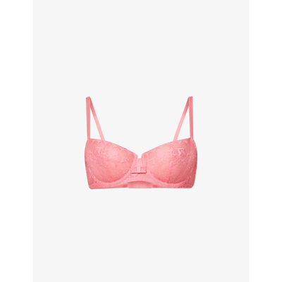 Shop Chantelle Day To Night Half-cup Stretch-lace Bra In 0bt Love Pink