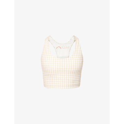 Shop The Upside Margot Houndstooth-print Stretch-jersey Sports Bra In Check