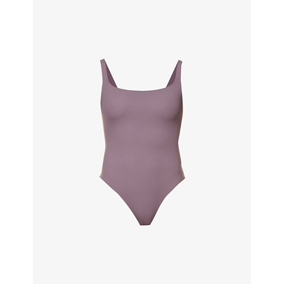 Shop Skims Fits Everybody Square-neck Stretch-jersey Body In Plum