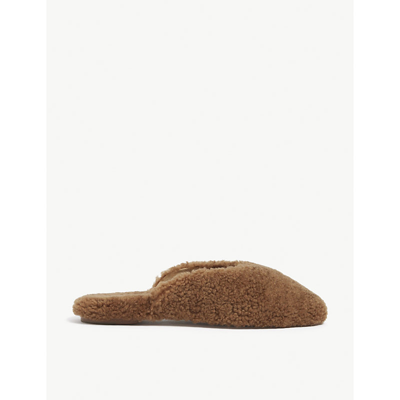 Shop Sleeper Square-toe Shearling Slippers In Brown