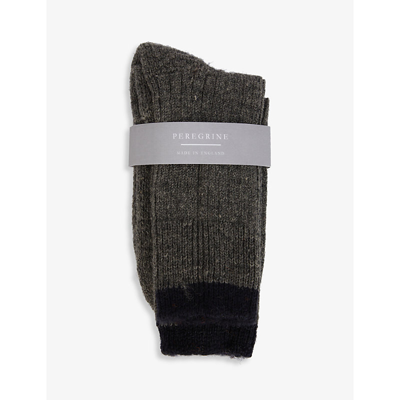Shop Peregrine Men's Navy Speckled-pattern Ribbed Wool-blend Socks