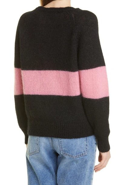 Shop Molly Goddard Stripe Mohair & Wool Blend Cardigan In Black/ Pink