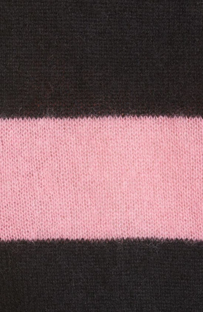 Shop Molly Goddard Stripe Mohair & Wool Blend Cardigan In Black/ Pink