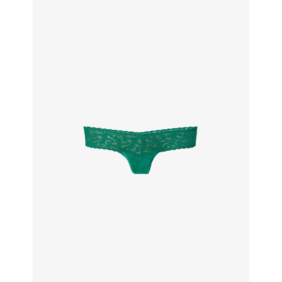 Shop Hanky Panky Womens Green Envy Signature Low-rise Lace Thong 1 Size