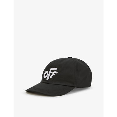 Shop Off-white Kids Logo-embroidered Cotton Baseball Cap In Black