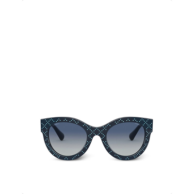 Pre-owned Chanel Womens Blue Butterfly Sunglasses