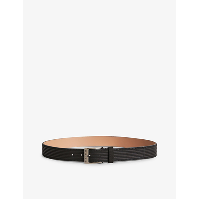 Shop Ted Baker Tible Branded-buckle Corduroy Leather Belt In Black