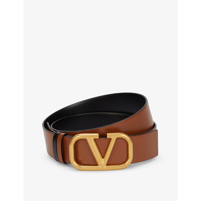 Shop Valentino Vlogo Standard Leather Belt In Selleria-nero