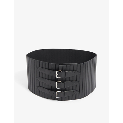 Shop Alaïa Veau Corset Leather Belt In Noir