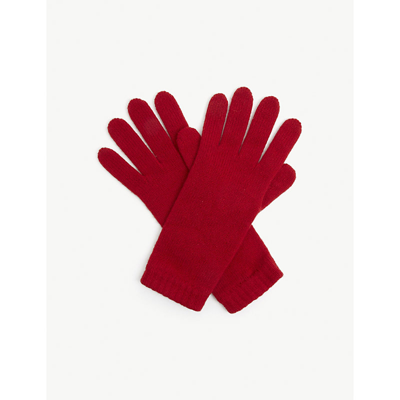 Shop Johnstons Womens Classic Red Joe Ribbed Cashmere Gloves