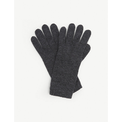 Shop Johnstons Womens Dark Granite Joe Ribbed Cashmere Gloves