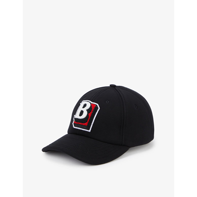 Shop Burberry Logo-embroidered Five-paneled Cotton Cap In Black/red