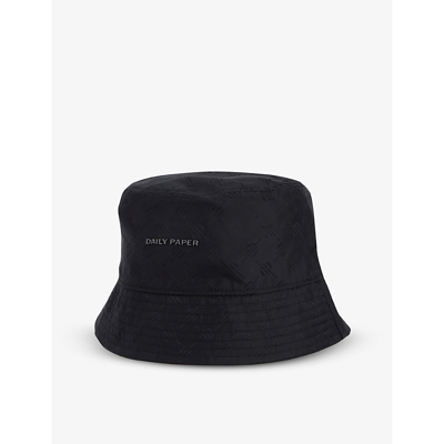 Shop Daily Paper Lo Wide-brim Woven Bucket Hat In Black Monogram