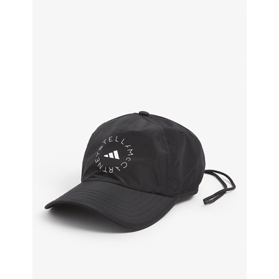 Shop Adidas By Stella Mccartney Logo Six-panel Recycled Polyester Baseball Cap In Black