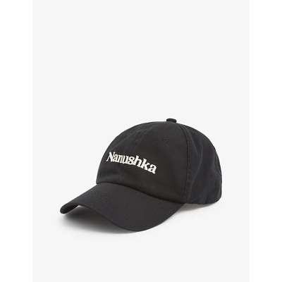 Shop Nanushka Val Logo-embroidered Organic-cotton Baseball Cap In Black