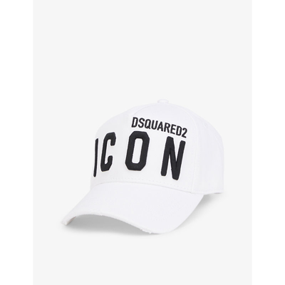 Shop Dsquared2 Acc Icon Cotton Cap In Bianco+nero