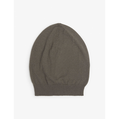 Shop Rick Owens Oversized Ribbed-trim Cashmere Beanie Hat In Dust
