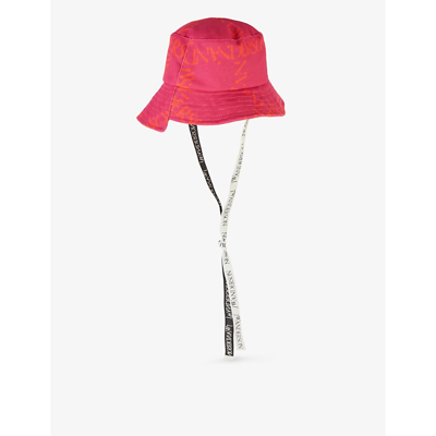 Shop Jw Anderson Asymmetric Logo-print Recycled-polyester Bucket Hat In Hot Pink
