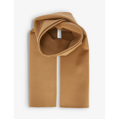 Shop Totême Square-edged Wool And Cashmere-blend Scarf In Camel