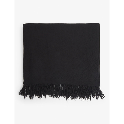 Shop Rick Owens Frayed Cashmere Blanket Scarf In Black