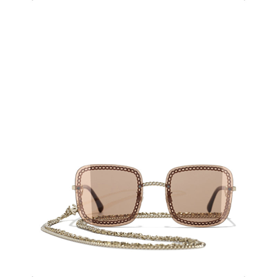 CHANEL 5210Q Square Acetate & Lambskin Sunglasses