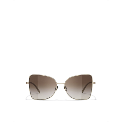Pre-owned Chanel Butterfly Sunglasses In Gold