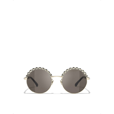 Pre-owned Chanel Womens Gold Round Sunglasses