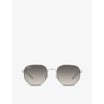 Shop Ray Ban Ray-ban Womens Silver Rb3682 Geometric-frame Metal Sunglasses
