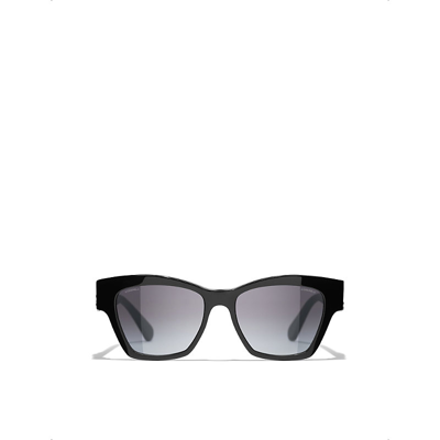 Pre-owned Chanel Womens Black Ch5456qb Cat-eye Acetate Sunglasses