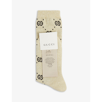 Shop Gucci Interlocking Gg Cotton-blend Socks 6-12 Years In White