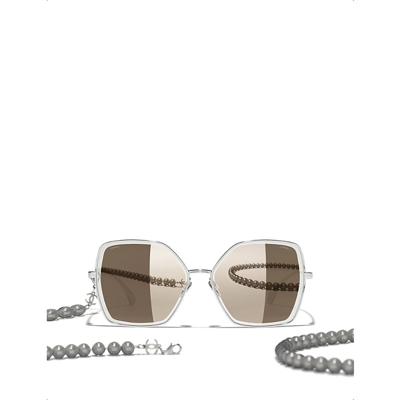Pre-owned Chanel Womens Silver Butterfly Sunglasses | ModeSens