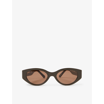 Shop Dmy By Dmy Quin Cat-eye Frame Acetate Sunglasses In Chocolate Brown
