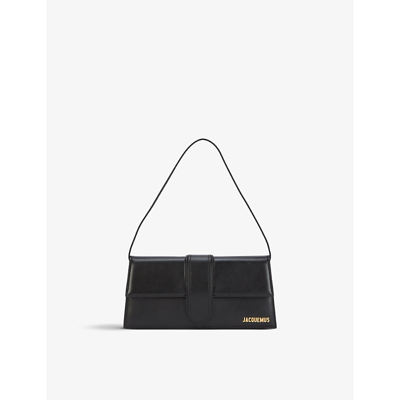 Shop Jacquemus Le Bambino Long Leather Shoulder Bag In Black