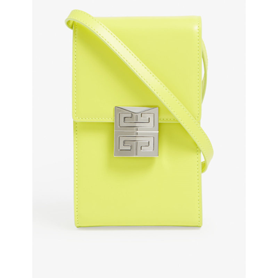 Shop Givenchy 4g Vertical Mini Leather Cross-body Bag In 734-fluo Yellow