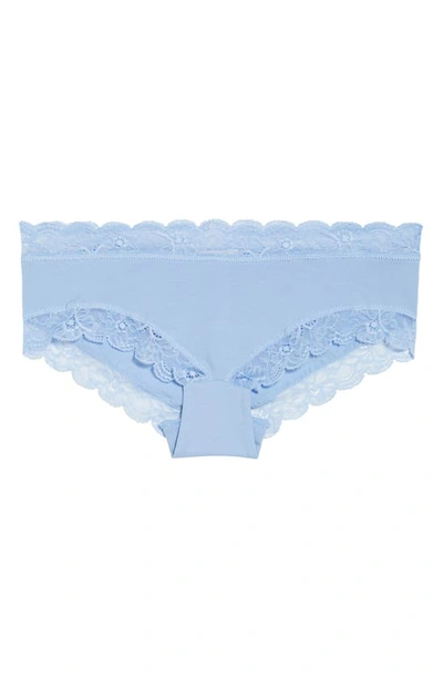 Shop Hanro Cotton Lace Hipster Briefs In Blue Moon