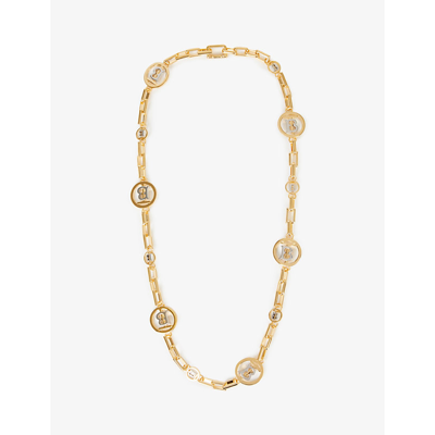 Shop Burberry Monogram Brass Necklace In Light Gold